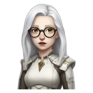 dark heresy female psyker white hairs glasses scowling pale skin scars old freckles dirty sticker