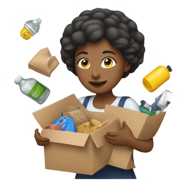 Woman gathering her collection into a pile sticker