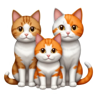 3 different coloured short haired cats including; a dark brown tabby and white cat, and a dark grey and white  sticker