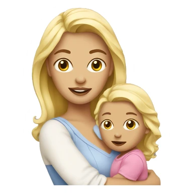 Blonde woman with baby sticker