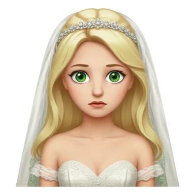 Fille cheuveux blond longt yeux vert  maquiller robe de mariage méttise chronique sticker