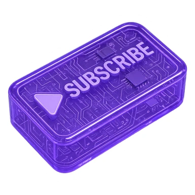 lavender subscribe button with a triangle, futuristic cyberpunk style sticker