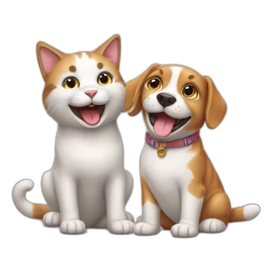 Happy-cat-and-dog sticker