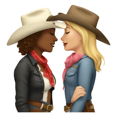 Women, white cowgirl, kissing another short hair woman cowgirl sticker
