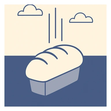 a simple style loaf of bread with motion lines dropping from above with blue background sticker