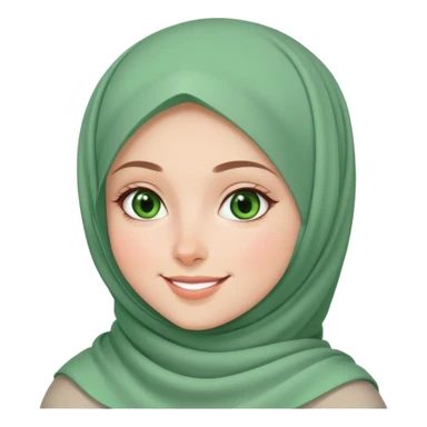 Девушка с белоснежной кожей и зелеными глазами в хиджабе мило улыбающаяся с красными щечками sticker