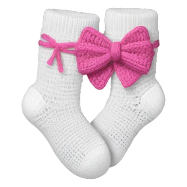 White crochet sock with pink bow sticker