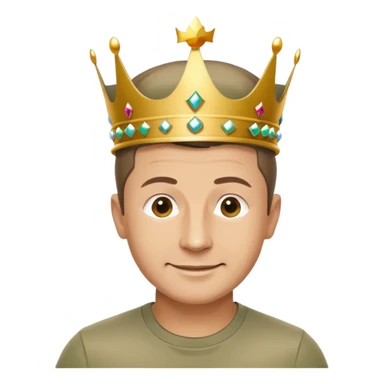 Happy Vladimir Zelensky in a T-shirt and a khaki shirt with a crown on his head sticker