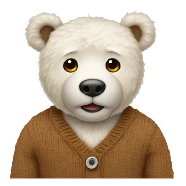 White teddy bear with brown sweater sticker