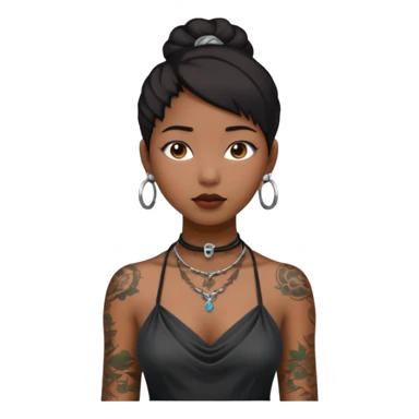 asian black girl with neck tattoo and 2 string dress sticker