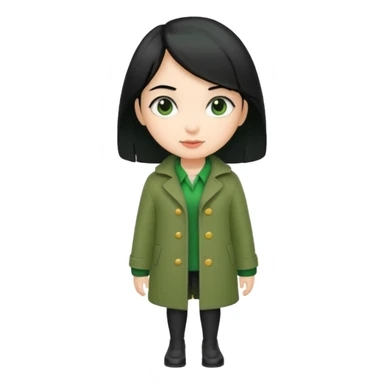 green coat black haired  girl  sticker