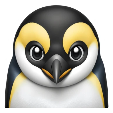 cinematic-adult-emperor-penguin-portrait-emoji,-head-tilted-playfully-and-inquisitively,-with-glossy,-pristine-plumage,-sparkling-eyes-filled-with-curiosity,-simplified-yet-irresistibly-adorable-features, black face sticker