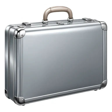 A luxury briefcase emoji made of polished silver chrome, smooth rectangular shape, metallic reflections, minimal high-end design, swag business aesthetic, iOS emoji style, centered, clean white background
 sticker