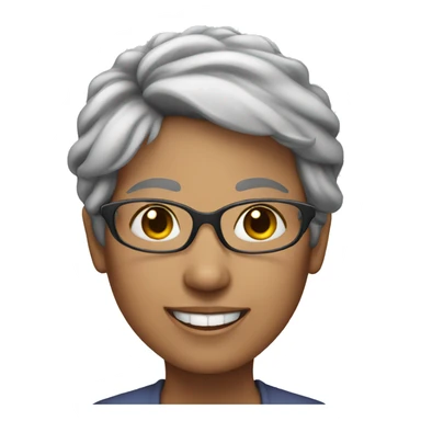 short grey haired Woman with glasses smiling sticker