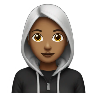 woman with a black hoody sticker