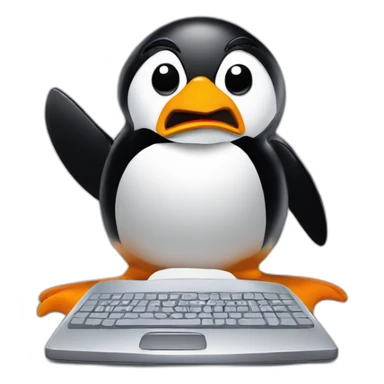 linux penguin enraged at computer sticker