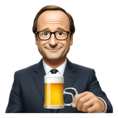 François Hollande qui boit une bière sticker