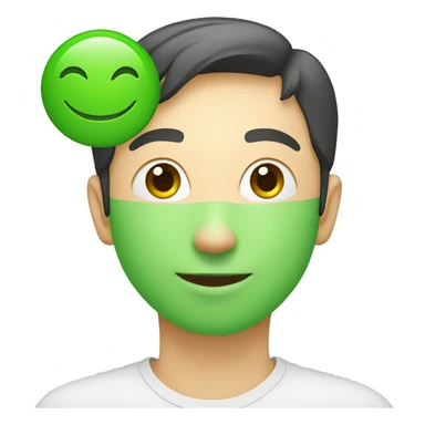 Green round icon with 素 word inside the round icon sticker