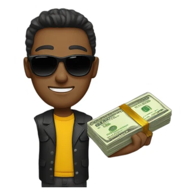 guy with money in sunglasses sticker