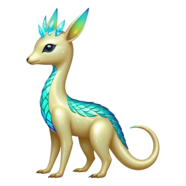 Shiny Exotic Futuristic Tropical Colorful Neon-colored Glittery Ethereal Sparkly Amaura-Aurorus-Fakémon-hybrid-creature (full body)  sticker