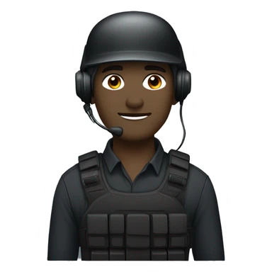 operator dressed in black with a milatary helmet, without glasses, wearing a headset, preferably male white sticker