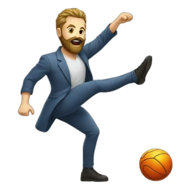 man with beard kicking virus as ball sticker