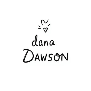 'Dana Dawson' name in a playful and informal hand-drawn doodle style sticker