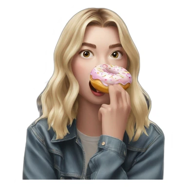Anya Taylor Joy eating a donut sticker