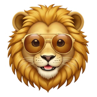 lion with sunglasses, smiling sticker