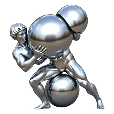 sorayama Sisyphus carrying big sphere on his back sculpture sticker