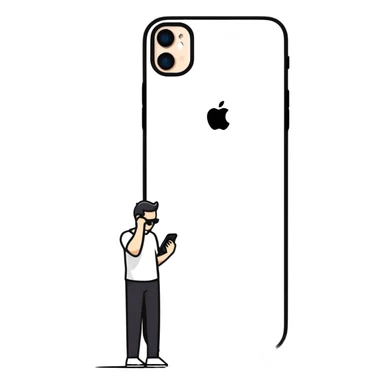 person thinking with iPhone sticker