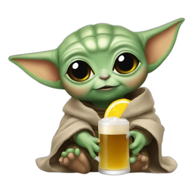 Baby Yoda drink beer sticker