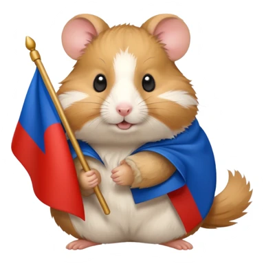 a hamster holding a Russian flag emoji sticker