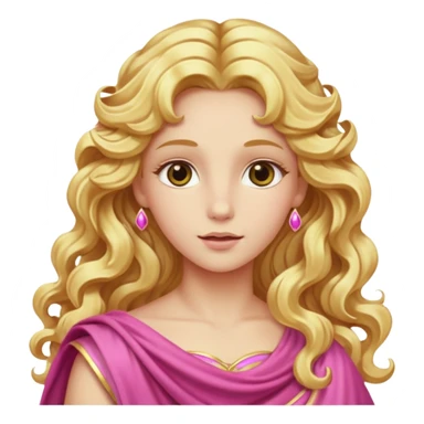 Venus from Olympus Gods with long golden blonde wavy hair, pink stola sticker