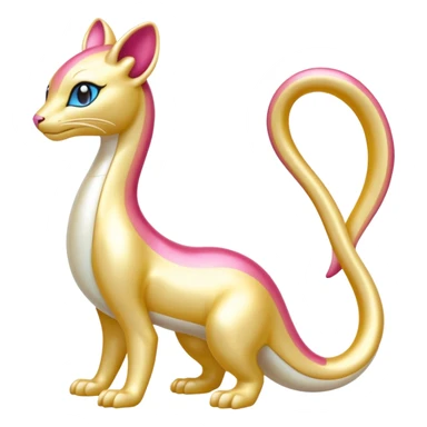 Shiny Pearl-Gold Sunset-Tinted Luxurious Elegant Smooth Milotic-Liepard-hybrid-Fakémon-creature (full body) sticker