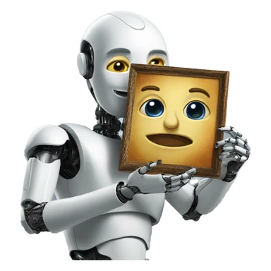 artificial intelligence holding its painting sticker