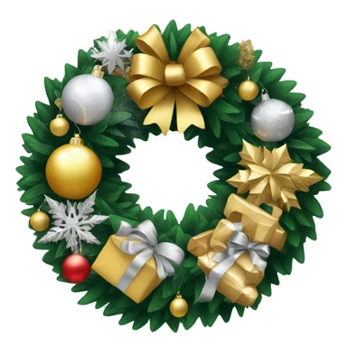 Christmas wreath with silver and gold decorations sticker