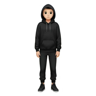 fullbody Mysterious sky man in black hoodie, hands in pockets and black pants sticker
