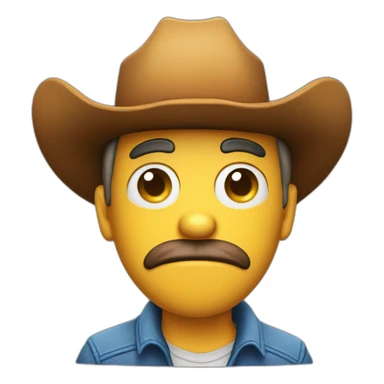 3d sphere with a cartoon cowboy skin texture with big thoughtful eyes sticker