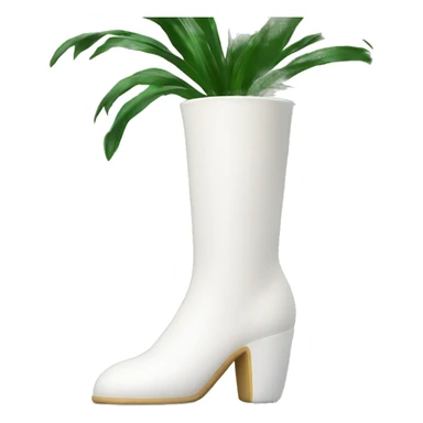 White boot vase growing a palm sticker