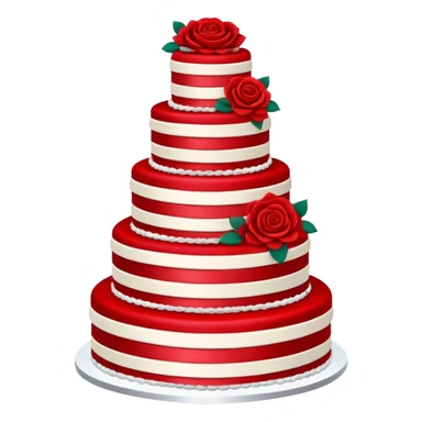 Solid red wedding cake with red roses, all elements red colored sticker