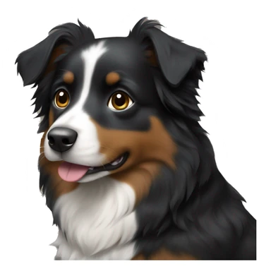 Small black australian shepherd dog with armor sticker