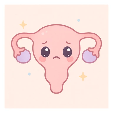 a weary uterus, kawaii style, sad face, pastel colors sticker