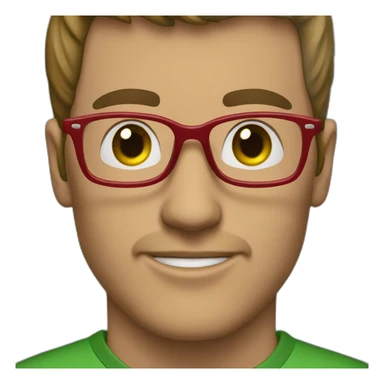 Man with glasses and green color collor red spo shirt sticker