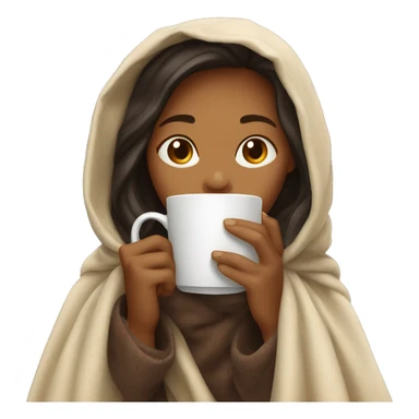 Girl sipping coffee under blanket sticker