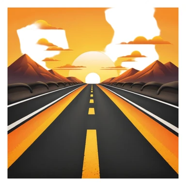 road with sunset sticker