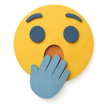 surprised face with hand over mouth, layered paper effect, paper craft style sticker