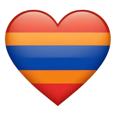 Armenia flag emoji, heart-shaped, red, blue, and orange stripes sticker