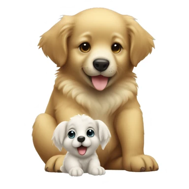 Small cute koala and small cute golden retriever puppy sticker