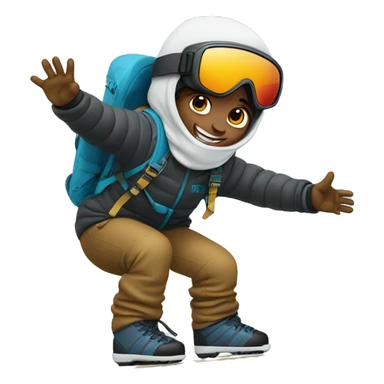 Snowboarder holding onto a drone for dear life sticker